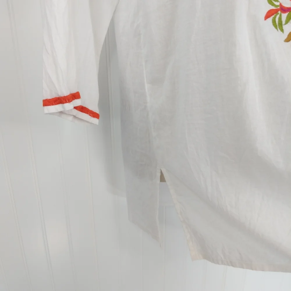 SOL Embroidered Cotton Tunic Top Sz M